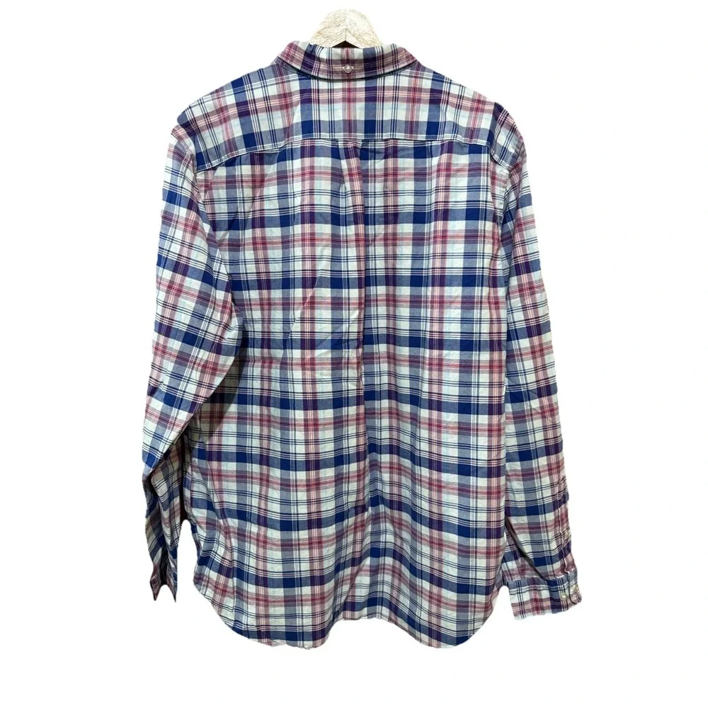 Banana Republic Mens‎ Multi Color Plaid Cotton Stretch Oxford Camden Fit Large
